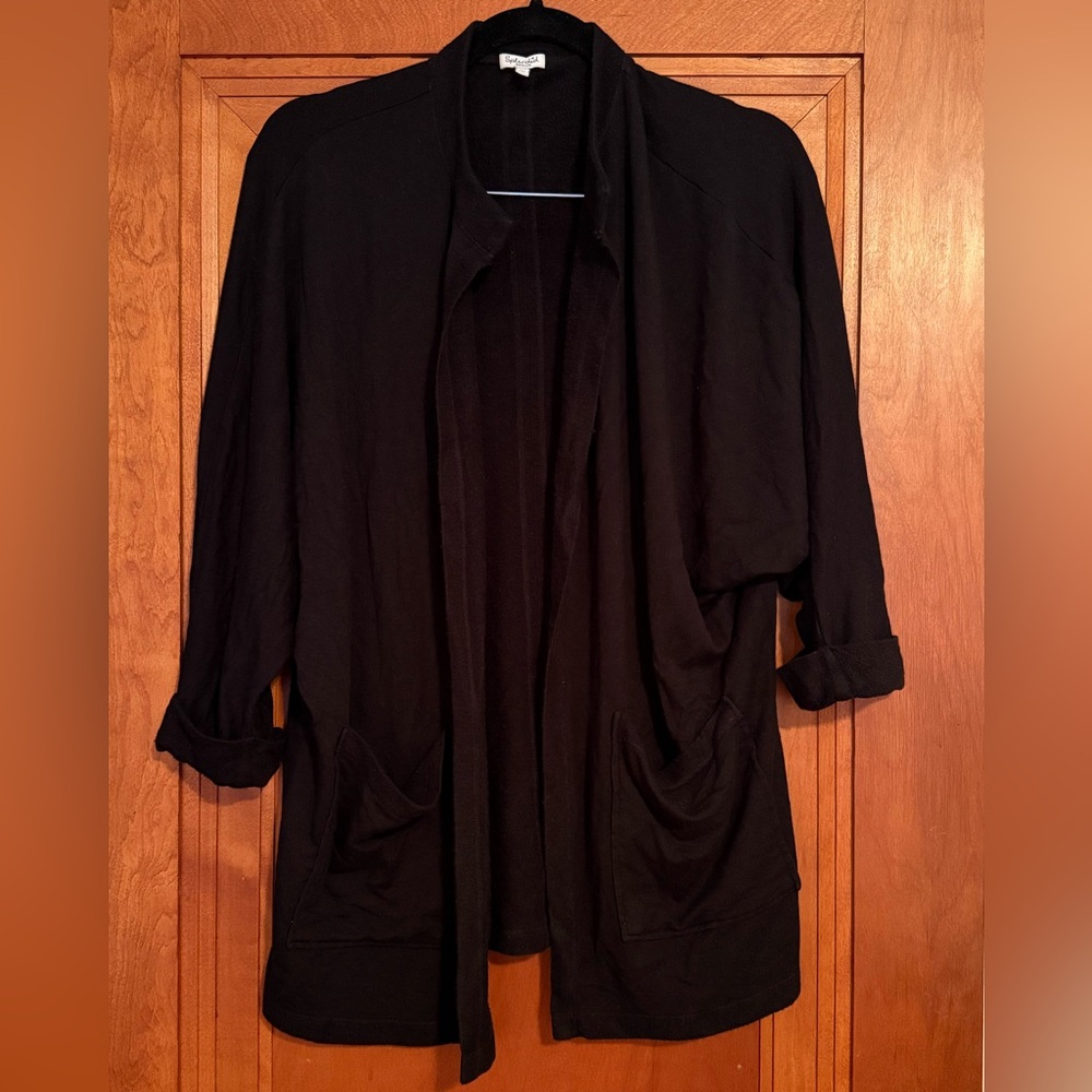 Splendid black cuffed quarter sleeve cardigan